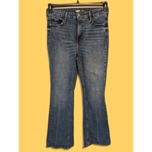 Old Navy Flare Extra High Rise Jeans Women's Size 12 TALL Blue Dark Wash NICE